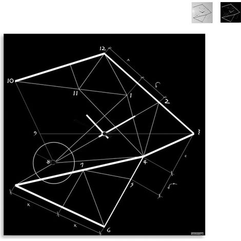 Orologio da parete moderno 50x50cm design industriale minimal Time Line - Nero
