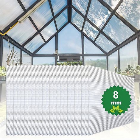 TolleTour 10 placas de policarbonato alveolar 8 mm 121×60,5 cm, recortables, 7,3 m², resistentes UV, doble pared, para invernadero