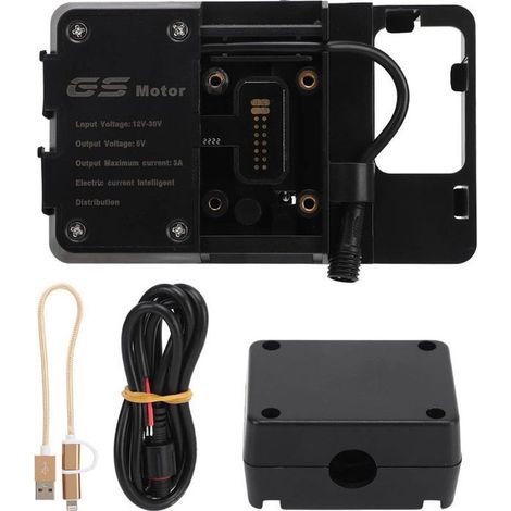 BelleRise - Support téléphone moto – Chargeur 5V/3A ABS – Compatible BMW R1250GS ADV R1200GS LC F850GS – Noir (1/5)