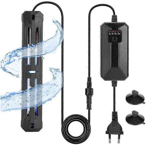 Lampe de nettoyage d'aquarium 11W avec minuterie pour le nettoyage de l'eau d'aquarium (verte et transparente), compatible avec les bassins et les piscines, prise standard européenne. (1/5)