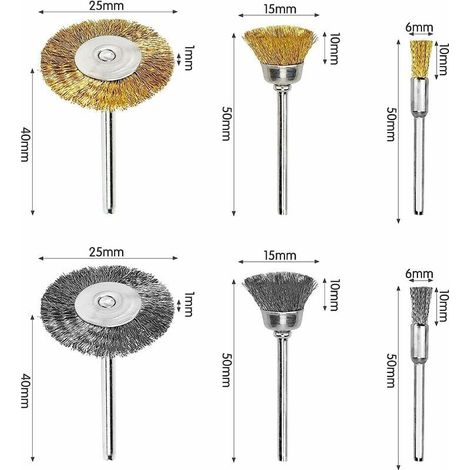 36Pcs Brosse Metallique pour Perceuse Brosse Métalliques Meuleuse Circulaire Laiton Perceuse Fil D'Acier Roue Brosses de Nettoyage pour Nettoyage de la Rouille Corrosion Peinture (1/4)