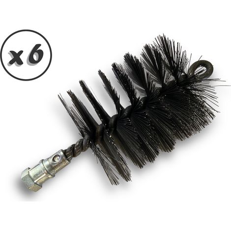 Lot de 6 Brosses à tube PRO ACIER Ø 75 mm Raccord M12175 femelle Ame en acier torsadé Nettoyage brossage tube et canalisation Kibros 41SCA75x6