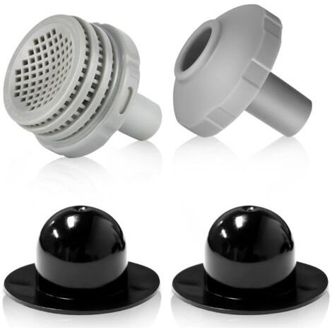 SABIR Raccord De Piscine Ø 32 Mm, Kit De Raccordement Piscine Ø 32 Mm, Raccord De Filtre De Piscine, Buse De Refoulement Piscine Hors Sol, Filetage Femelle avec Vis (Crépines + Buse + Bouchons) (1/5)