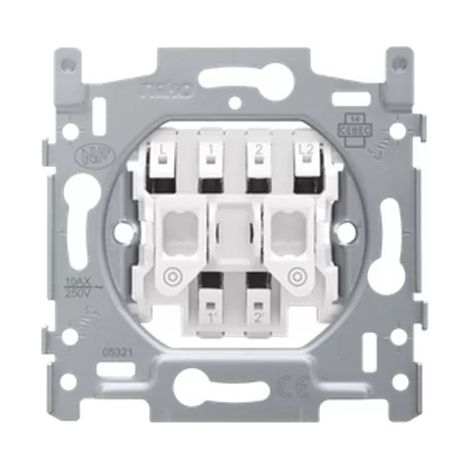 Mécanisme pour bouton-poussoir double 17005015 – N.O. ou N.F. – 10 A/250 Vac – Fixation par vis pour installation électrique – Niko