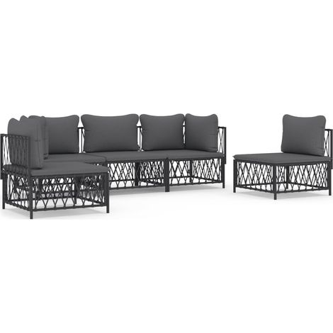 Muebles de jardín muebles de exterior juego de muebles con cojines 5 piezas acero antracita (1/5)