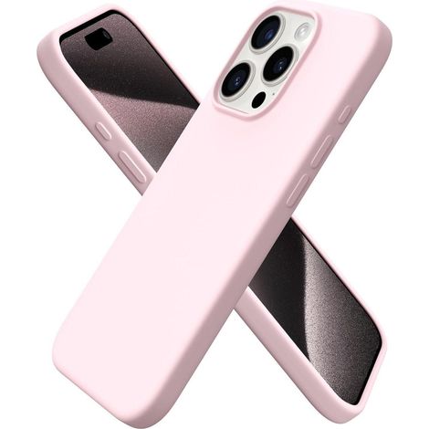 Coque en silicone liquide pour iPhone 15 Pro 6,1 pouces, protection intégrale, anti-rayures, rose (1/5)