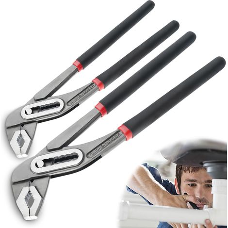 2er Set Profi-Wassergriffzangen aus Cr-V-Stahl, verstellbarer Schnellspanner mit geriffeltem Gleitgelenk, Wassergriffzange (305 mm + 200 mm) (1/5)