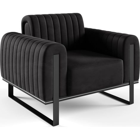 Selsey Parissa - Sessel, Samt Schwarz schwarze Füße, 106 cm (1/5)