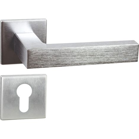 DOMINO Poignée de porte YORK QR M4 PZ Poignée avec plaque PZ pour cylindre profilé Chromé satiné (1/5)