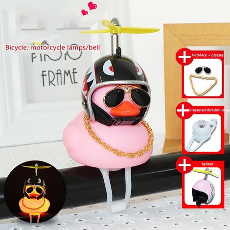 Ornements de voiture Canard rose, décorations de tableau de bord, lunettes canard stylées, casque à hélice, chaîne dorée (1/5)