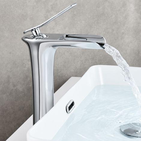 Mitigeur lavabo cascade en cuivre modèle haut chromé pour vasque 42 × 23 × 7 cm 2,05 kg – Livraison gratuite (1/5)