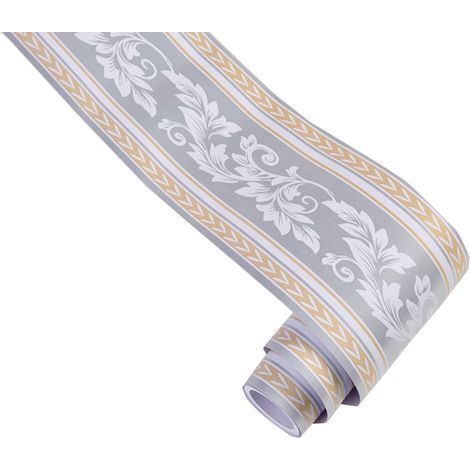 Frise de papier peint, autocollante, imperméable, en PVC, 10 m x 12 cm, bordure, décorative, convient pour armoire de cuisine, bordure de plafond décorative (15) (1/5)