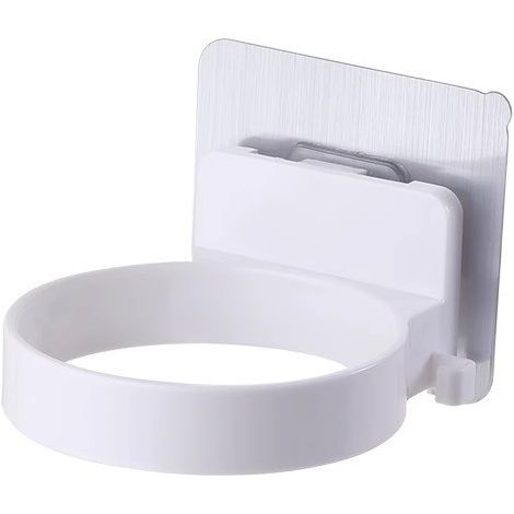 Support mural simple blanc pour sèche-cheveux, pour salle de bain, sans perçage, rotatif.