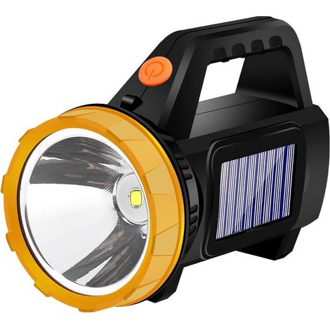 Lampe de poche LED rechargeable - Ultra-brillante - Énergie solaire - Projecteur 3 modes - Éclairage de secours extérieur - Portable (1/5)