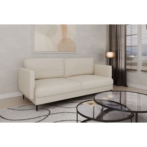 Sofa Designersofa HELMER 3-Sitzer Stoff Vibe Creme