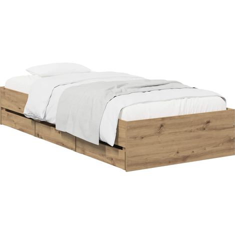 Bed Frame with Storage Artisan Oak 90 x 200 cm Engineered wood vidaXL