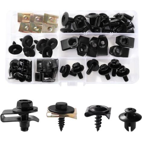 54 Pièces Kit de Clip à Vis et Écrou, Vis de Carrosserie pour Ailes de Voitures, Garde-Boue Boulons de Agrafes Carrosserie, pour Pare-Chocs et Garniture de Porte (1/5)