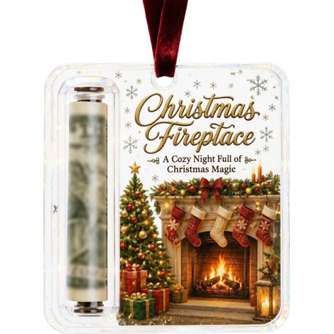 Porte-monnaie suspendu en acrylique pour Noël, motif de vœux imprimé, étiquette de rangement pour billets roulés, décoration pour sapin de Noël (1/5)