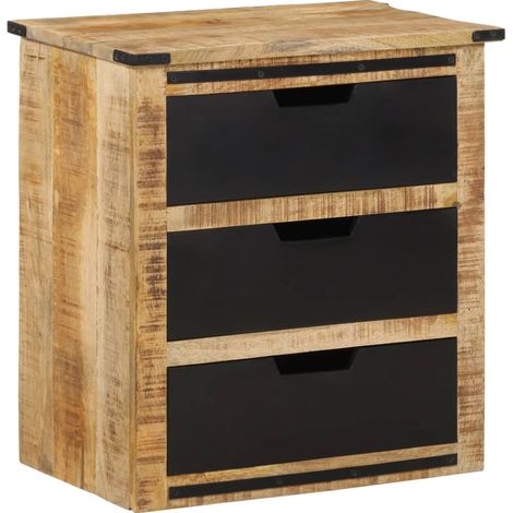 Credenza cassettiera armadio mobile contenitore organizer per cucina soggiorno salotto con 3 cassetti 55 x 35 x 60 cm legno massello di mango marrone 020029737
