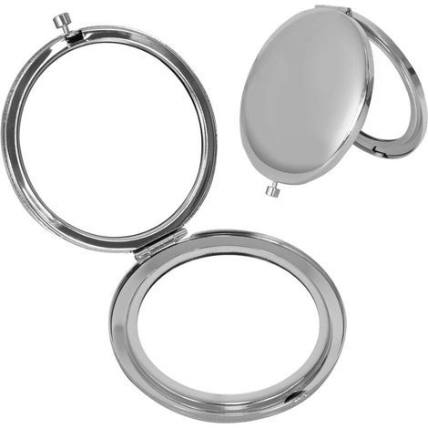 Kompakter Kosmetikspiegel, runder, faltbarer Kosmetikspiegel, tragbarer Taschenspiegel, kleiner 7-cm-Taschenspiegel, kompakter Vergrößerungsspiegel im Münzfach für Reise-Make-up (Silber) (1/5)