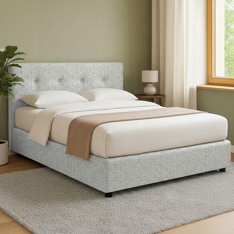Letto Matrimoniale Oxford, Sfoderabile, Contenitore Made in Italy, Grigio Chiaro (1/5)