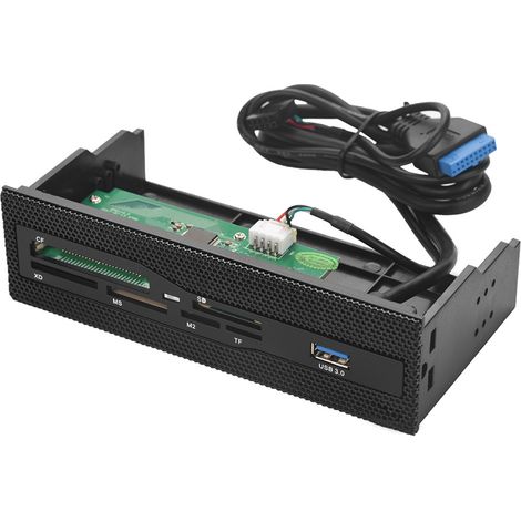 Interner PC-Kartenleser, USB 3.0-Anschluss, kompatibel mit M2, SD, MS, XD, CF und TF, Frontblende. (1/5)