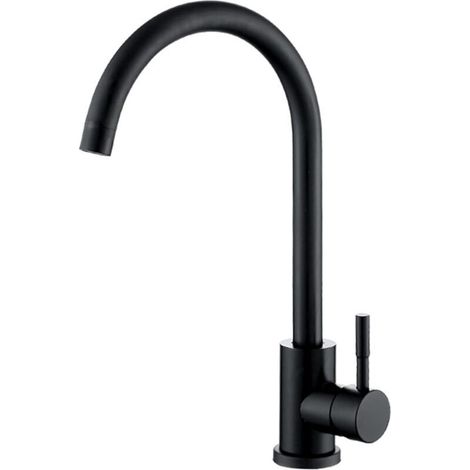 Robinet de cuisine pivotant à 360°, monotrou, noir mat (1/5)
