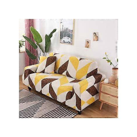 Stretch-Sofabezug mit Print, Sesselbezug für Polstersofas, elastischer Universal-Möbelschutz inklusive Kissenbezug, katzensicher