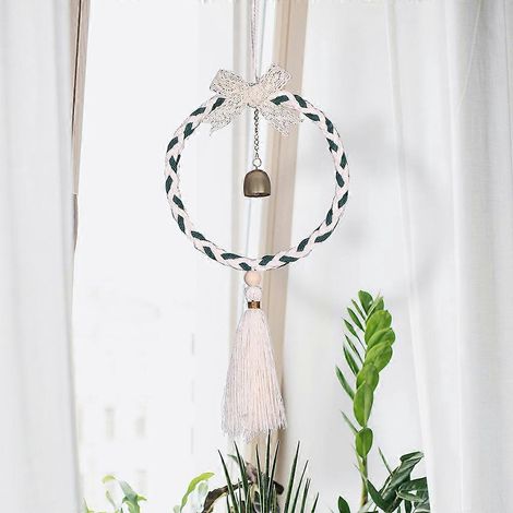 Attrape-rêves élégant avec pendentif clochette et pompon, grande décoration murale faite main, ornement pour la maison. (1/4)