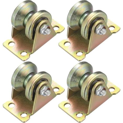 4 Pièces Poulie de Levage Mouflage, Roulette à Rainure en V, Roulettes de Levage, Roue Gorge Poulies Cable pour Cordes Rail Portail Coulissan (Roulette à Rainure en V) (Poulie en V) (1/5)