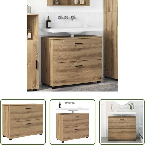 Rangement salle de bain - Cabinet de salle de bain Chêne artisanal 76,5 x 35 x 64 cm (1/5)
