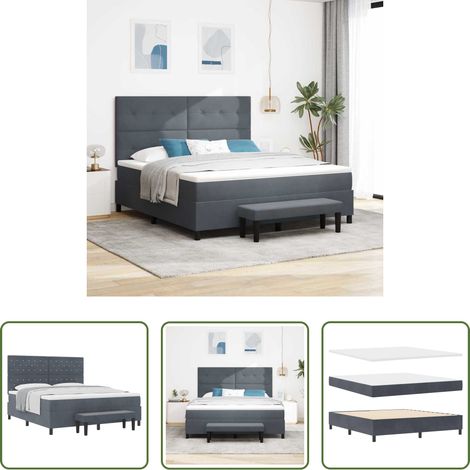 Samt -  Boxspringbett mit Matratze Dunkelgrau 180 x 200 cm Samt (1/5)