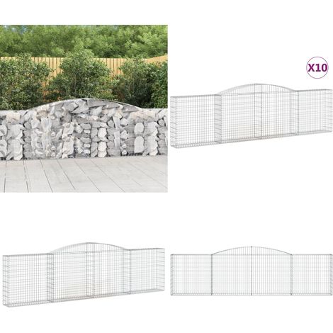 Paniers à gabions arqués 10 pcs 400x30x100/120 cm Fer galvanisé - Panier Gabion - Gabion - Clôture Gabion - Décoration Jardin - Mur Gabion - Home & Living (1/5)