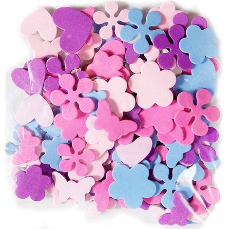 Autocollants en mousse : cœurs, fleurs, papillons, 100 pièces. (1/2)