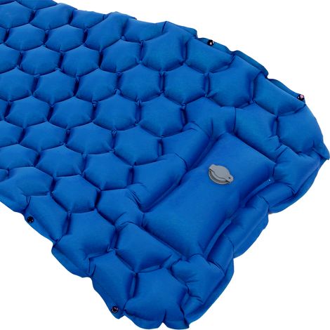 Matelas de camping gonflable bleu royal avec repose-pieds intégré pour tente, randonnée et voyages (1/5)