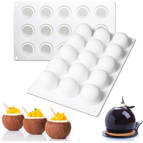 Moule à chocolat sphère 15 cavités, silicone, Ø 4,3 cm, pour bonbons, glace, savon et décoration. (1/5)