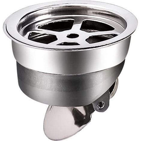 Siphon de sol de salle de bain, filtre de lavabo, couvercle rabattable par gravité, double noyau en acier inoxydable anti-colmatage (1/2)