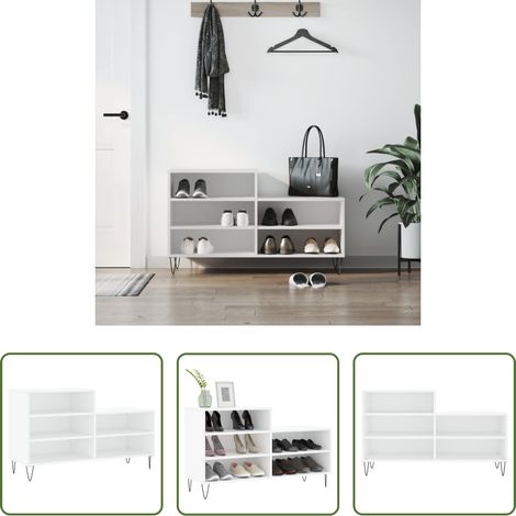 vidaXL Schuhregal Holzwerkstoff - Schuhregal Weiß 102x36x60 cm Holzwerkstoff (1/5)