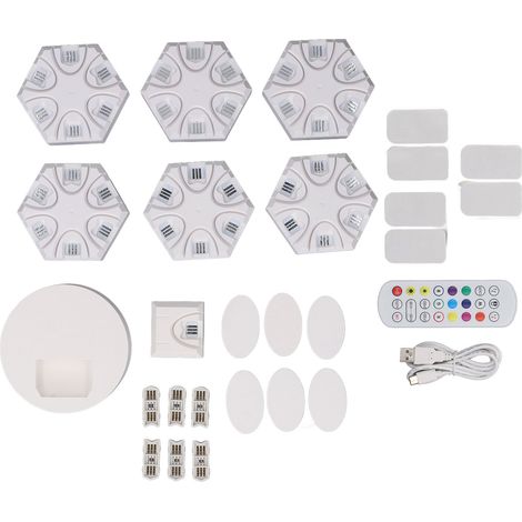 Eosnow 6 pièces LED hexagone lumières pour mur sans fil RGB musique synchronisation bricolage lumière de jeu avec télécommande Tuya salon chambre fête décor à la maison (1/5)