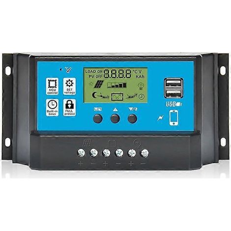 PWM-Solarladeregler mit Lichtzeitsteuerung, digitalem LCD-Display, 12 V/24 V, 60 A