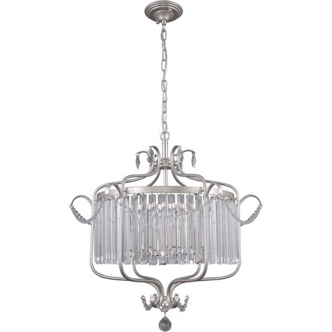 Italux Rinaldo - Pendente Pendente Classico Champagne Argento 6 Luci, E14 (1/4)