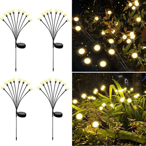 Luci solari Firefly da 4 pezzi, luci da giardino oscillanti ad energia solare impermeabili, luci da giardino Firefly solari, luci solari decorative per vialetti, patio, decorazioni da giardino (1/4)