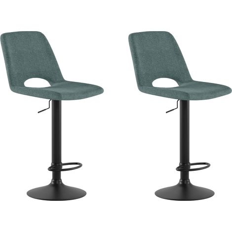 Set 2 Sgabelli Alex 45x52x88,5/103,5 cm con Alzata a GAS in Tessuto Easy-Clean Acquamarina (1/5)