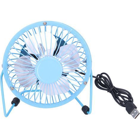 Mini-USB-Tischventilator, geräuscharm, aus Aluminiumlegierung, blau, Gehäuse aus Eisen und Stahl. (1/5)
