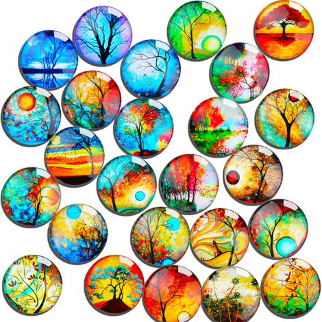 Lot de 24 aimants décoratifs en Verre 3D – Aimants pour frigo, Tableau Blanc, Photos, Cartes (1/5)