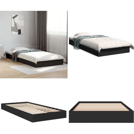 Bettgestell Schwarz 75x190 cm Holzwerkstoff - Bettesrahmen - Holzbettrahmen - Doppelbett - Singlebett - Bettkasten - Home & Living (1/5)