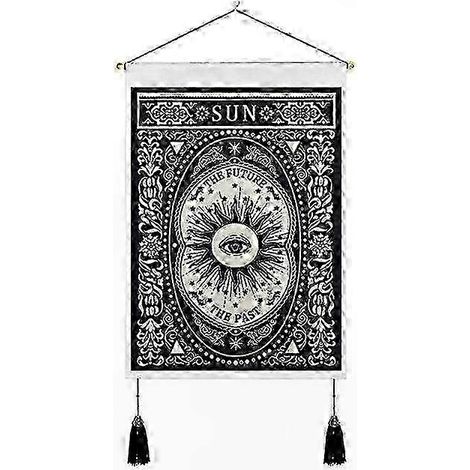 Wandteppich mit Sonne- und Mondmotiv für Schlaf- oder Esszimmer, doppelseitiger, kunstvoller Wandteppich, Himmelsmotiv, Polyestergewebe, Boho-Stil (1/3)