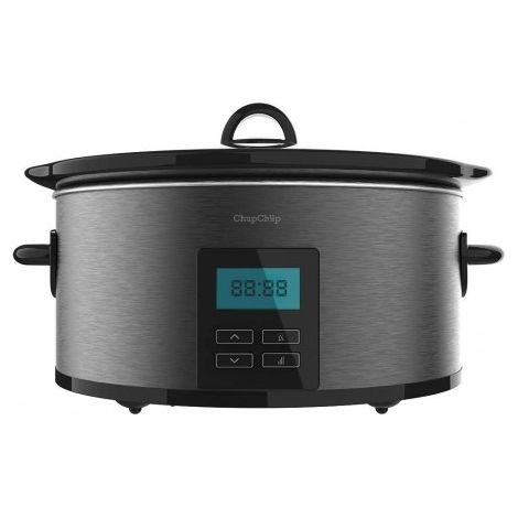 Pentola a cottura lenta digitale a forma ovale con 240 W. Display LCD. 5,5 litri di capacità. Due livelli di potenza + funzione mantenere caldo. Coperchio in vetro. Vaschetta in ceramica estraibile.