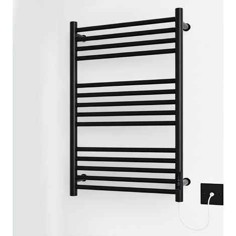 Belfast Dry Electric Black Stainless Steel Towel Rail 720mm High 500mm Wide Energy Efficient