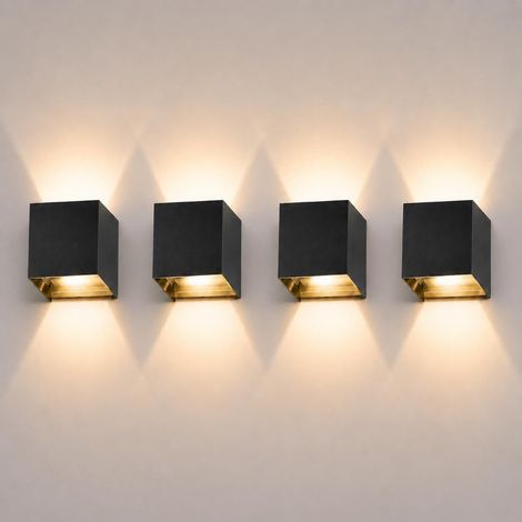 Pack de 4, Lampe Murale LED Extérieure 10 W 3000 K IP65 Angle Réglable, Noir (1/5)
